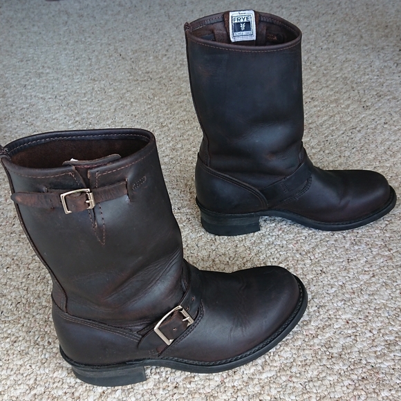 Dark Brown Frye Engineer Combat Frye Dark Brown Engineer Leather